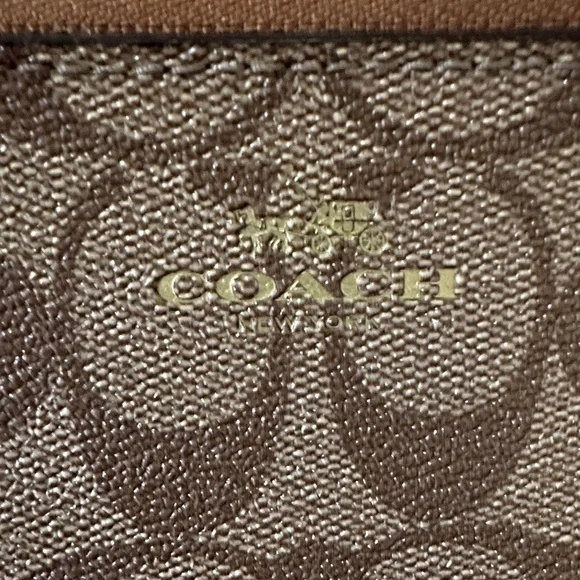 Coach Tan and Brown Signature Pouch - Picture 3 of 4